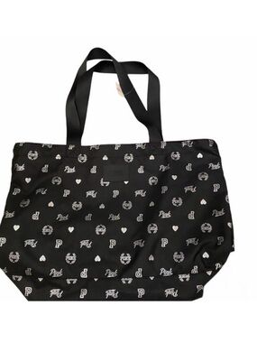 PINK Victoria's Secret Black All-Over Logo Tote